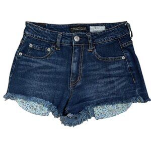 AEROPOSTALE High Waisted Shorty Raw Hem Stretch Jean Shorts - Size 2